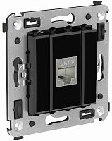 Розетка компьютерная экранированная без рамки DKC Avanti 1-м. RJ45 6е черный квадрат картинка